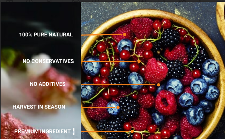 Purées, juices and berries